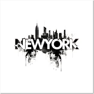 Artistic NewYork Skyline Design with Paint Smudges Posters and Art